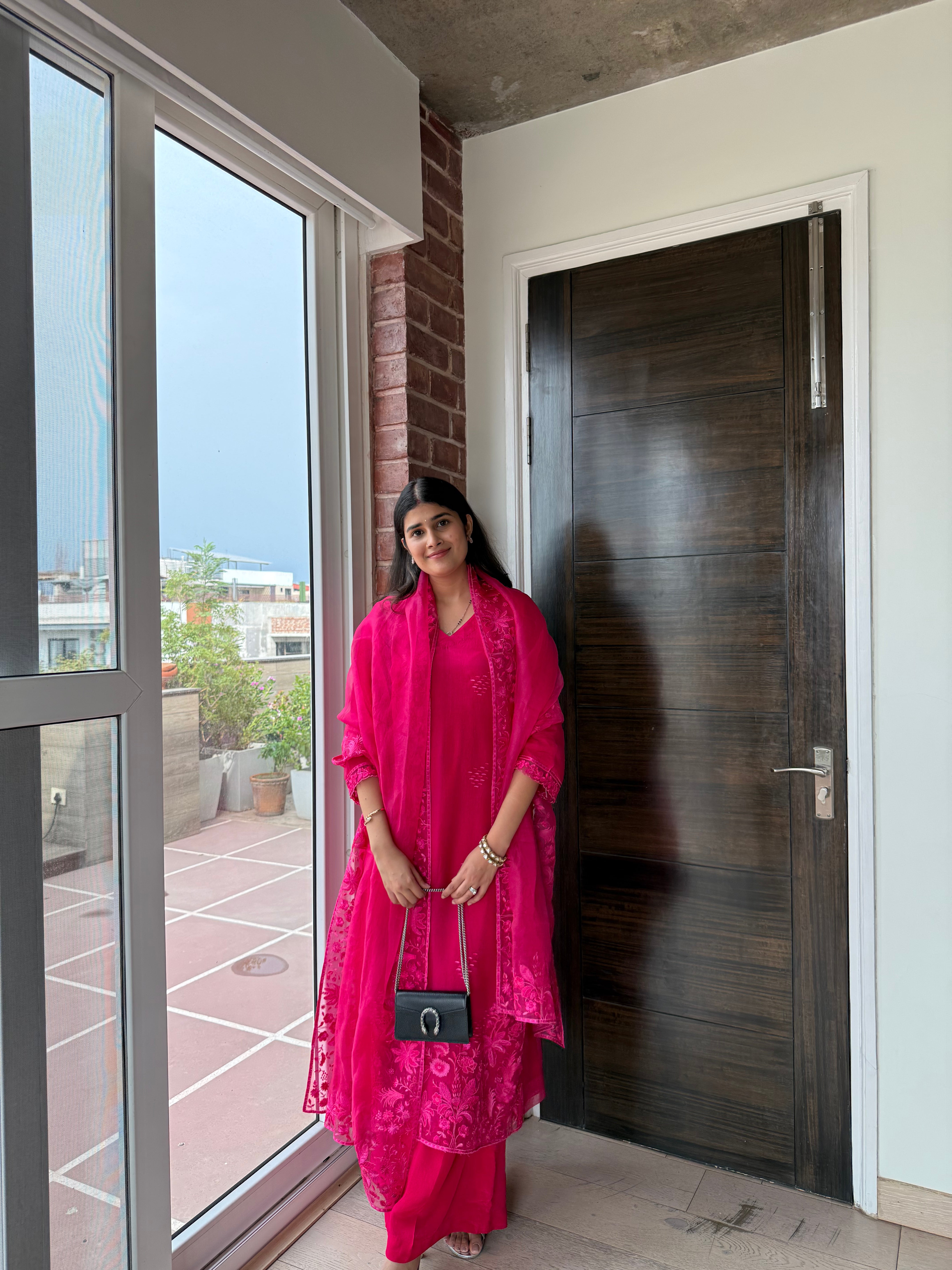 Madhuri Pure Organza Parsi embroidery unstitched