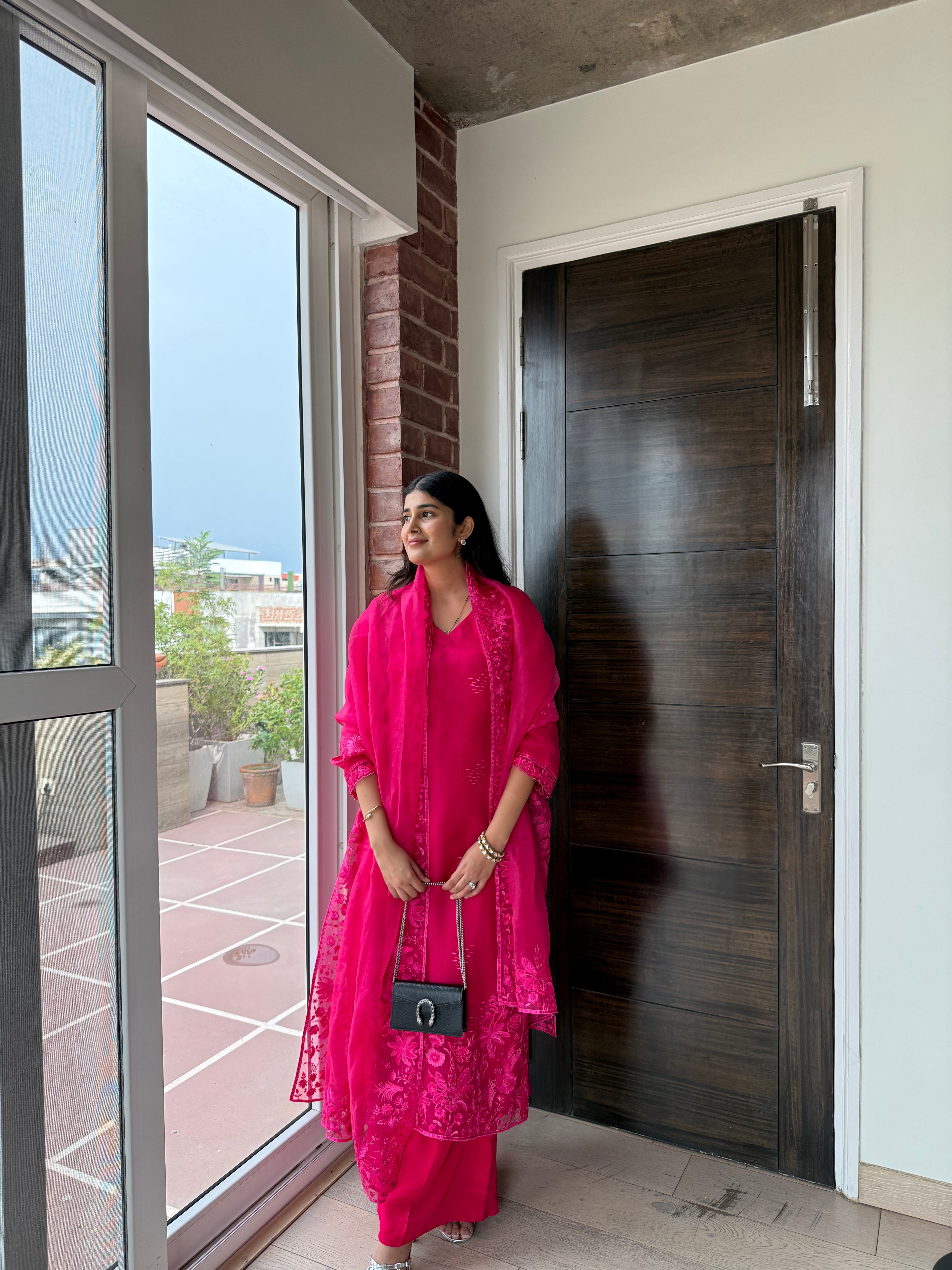 Madhuri Pure Organza Parsi embroidery unstitched