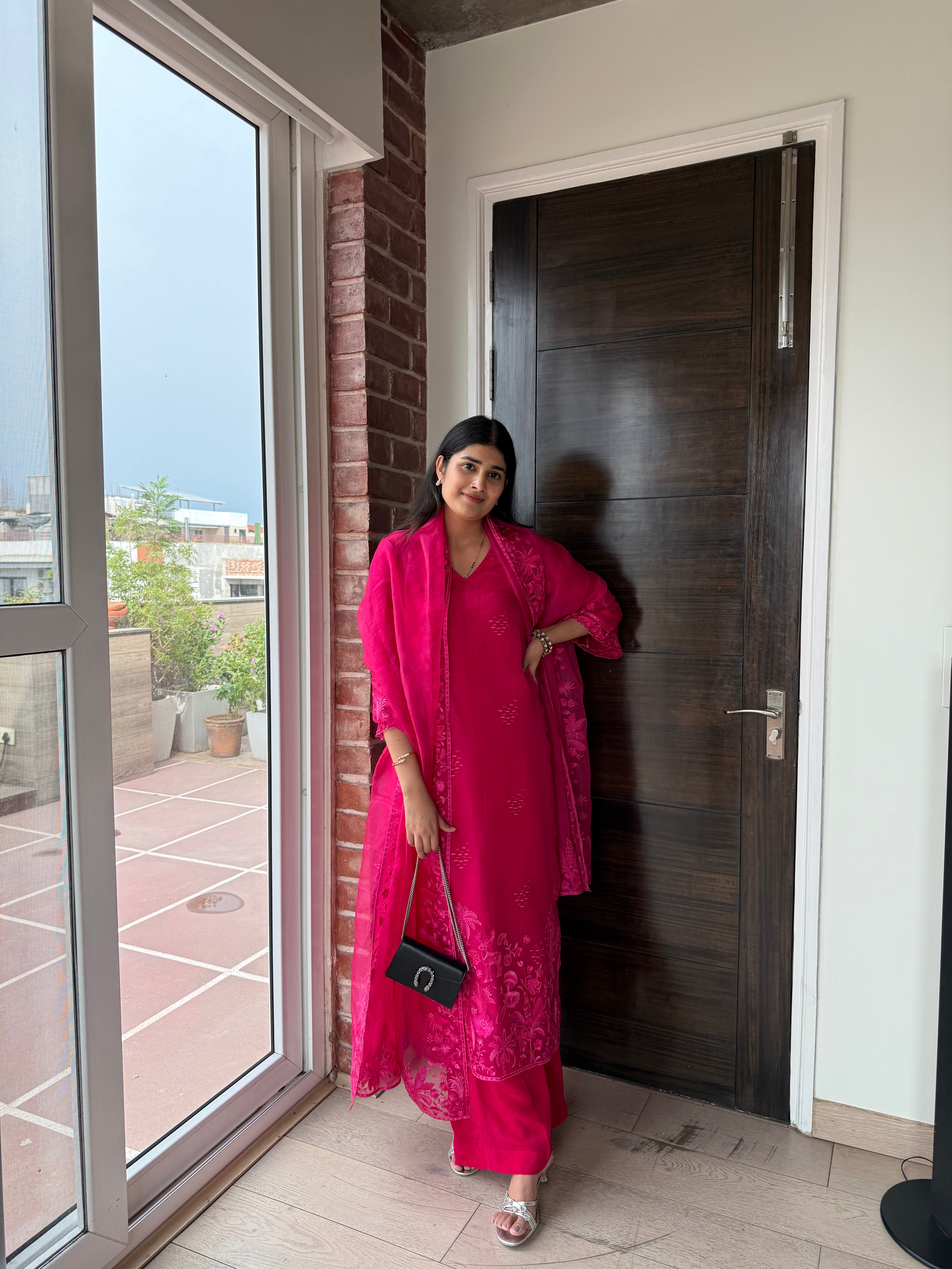 Madhuri Pure Organza Parsi embroidery unstitched