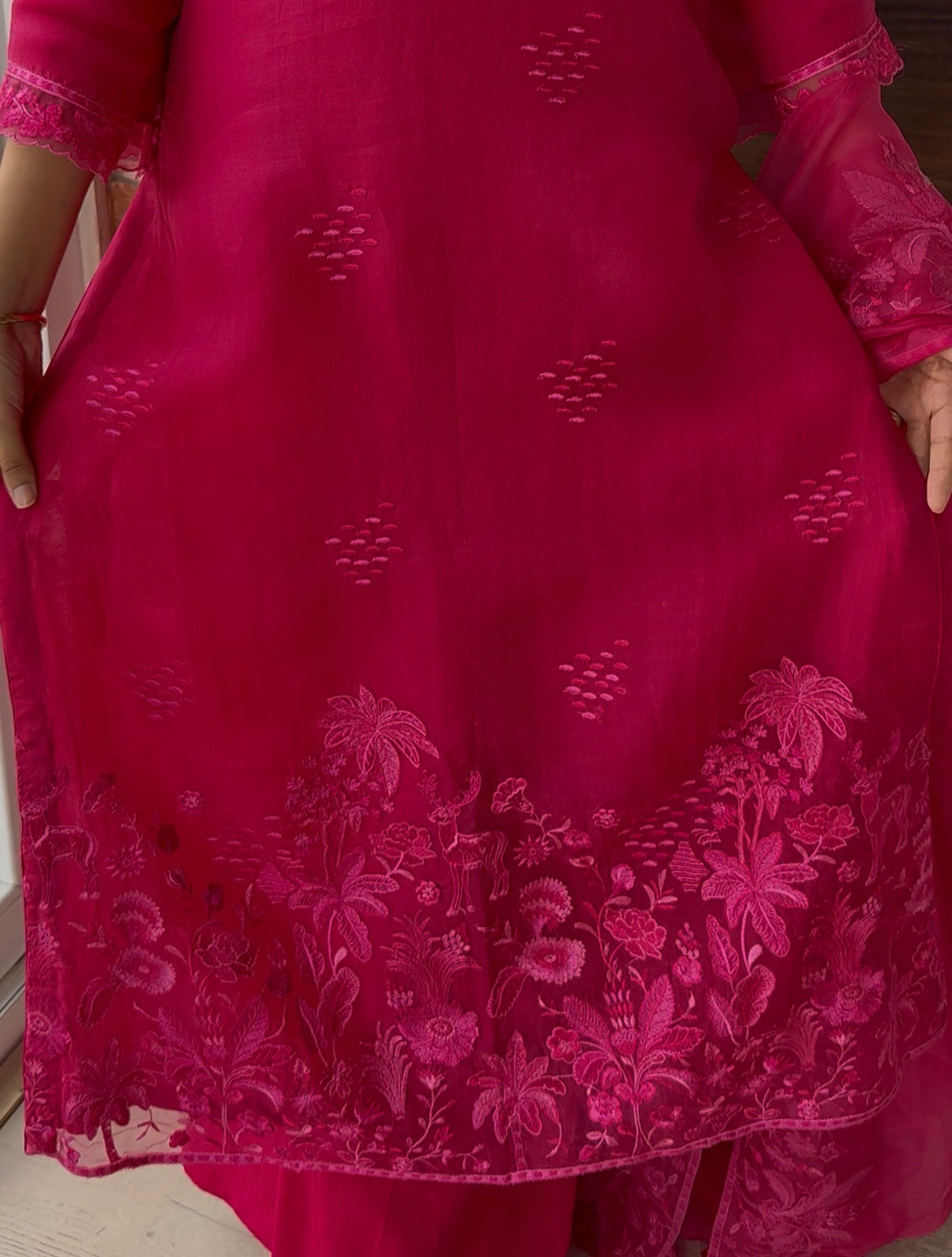 Madhuri Pure Organza Parsi embroidery unstitched