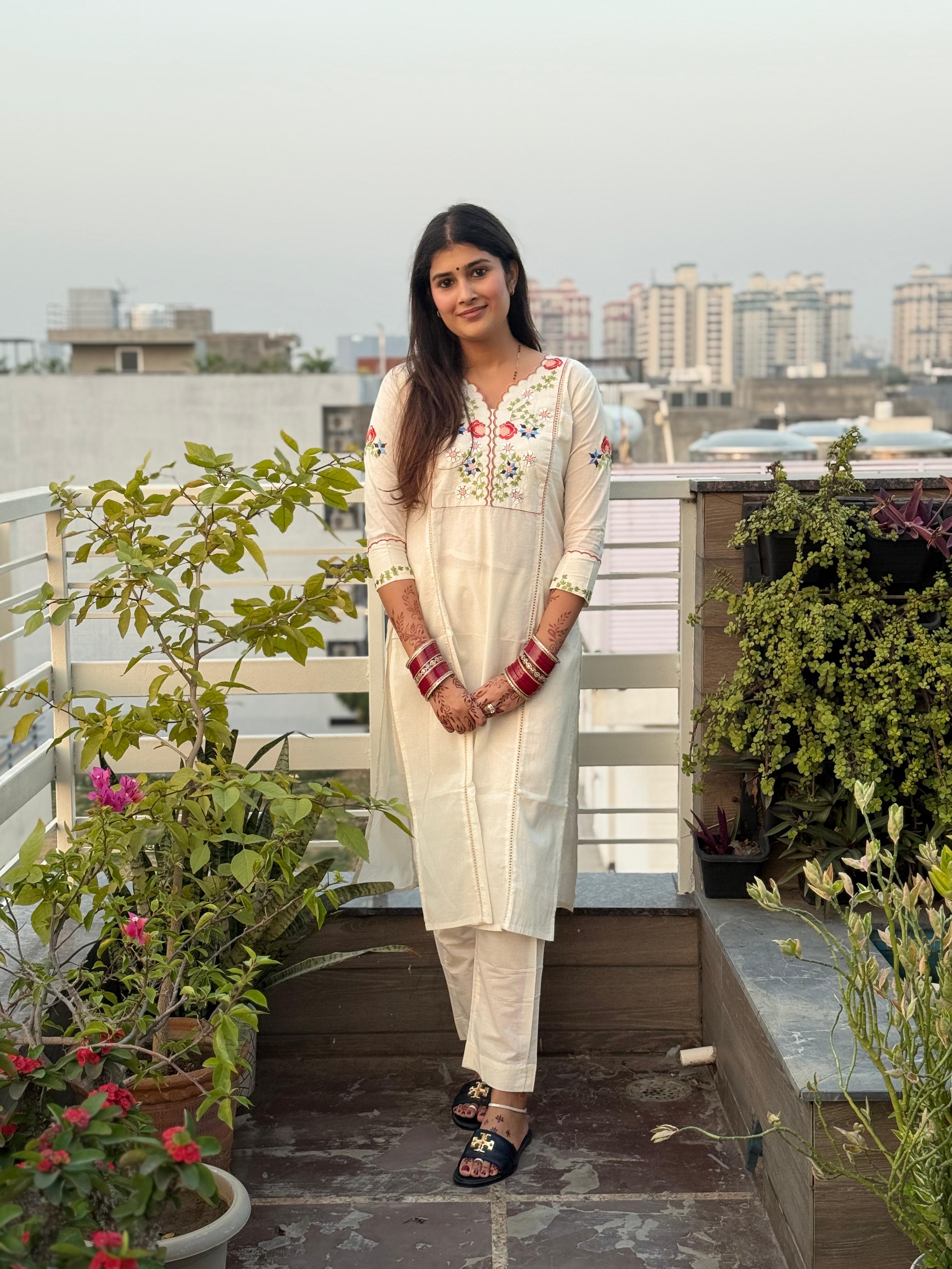 Ivory Blossom Kurta Set
