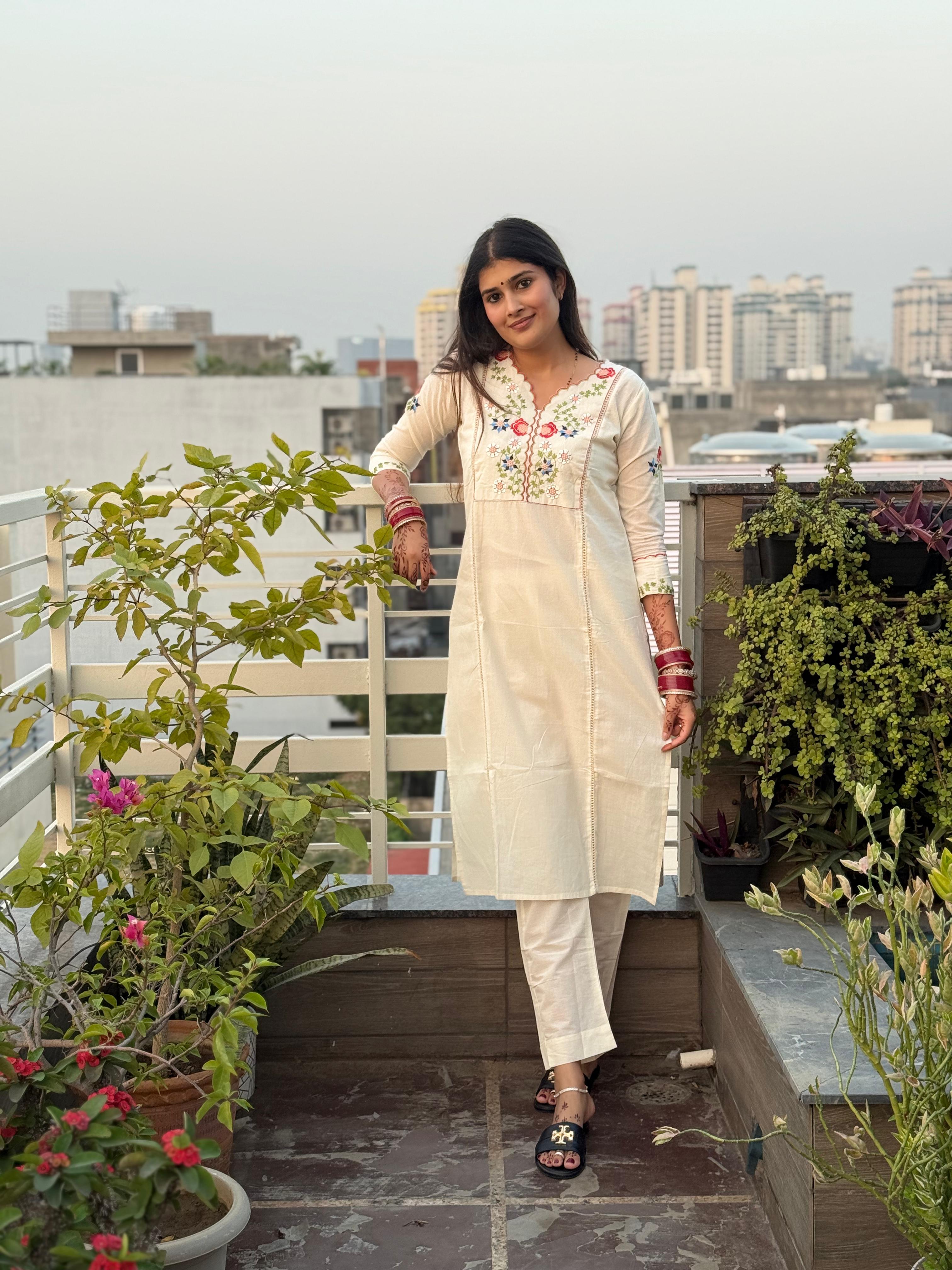 Ivory Blossom Kurta Set