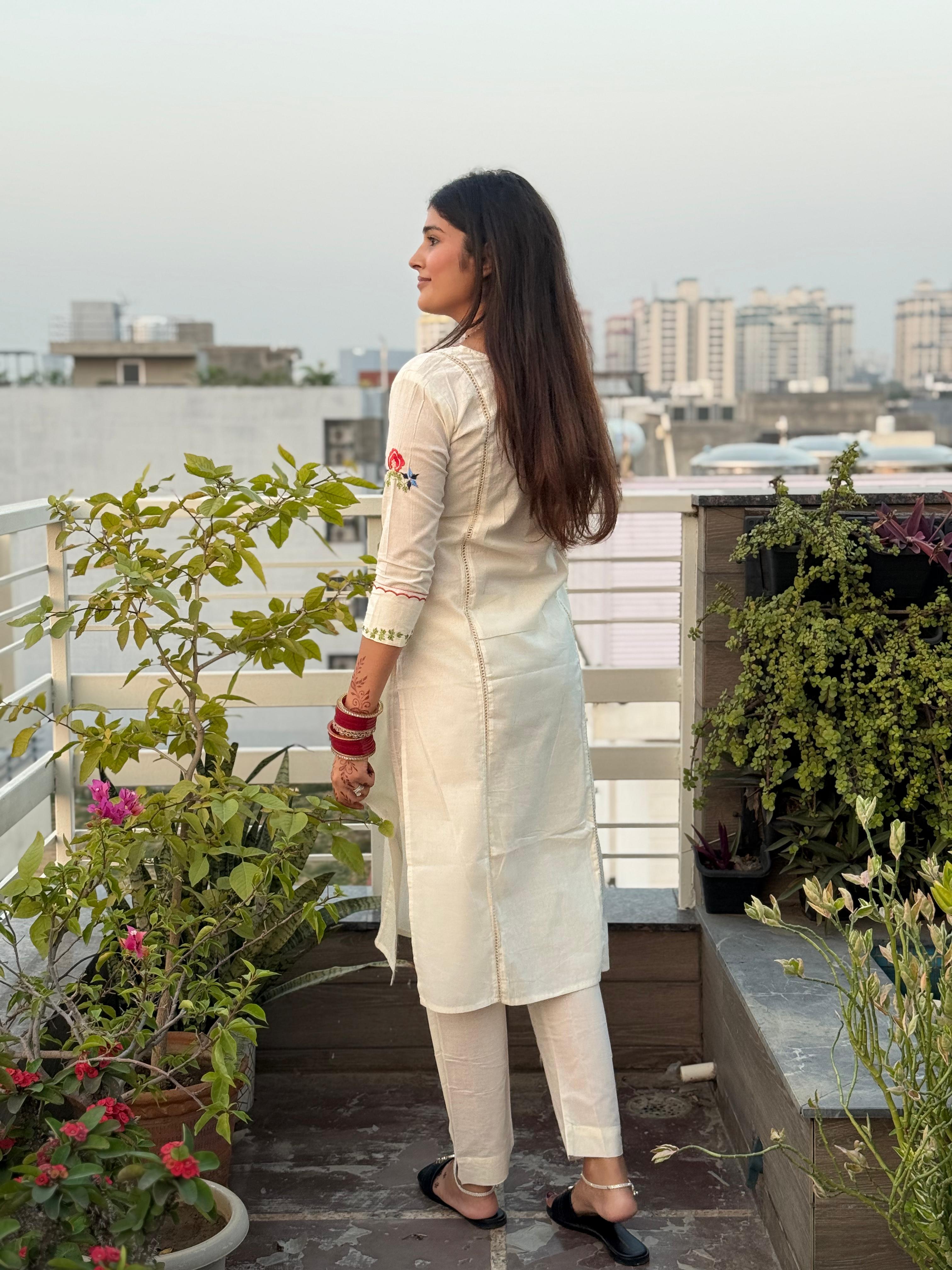 Ivory Blossom Kurta Set